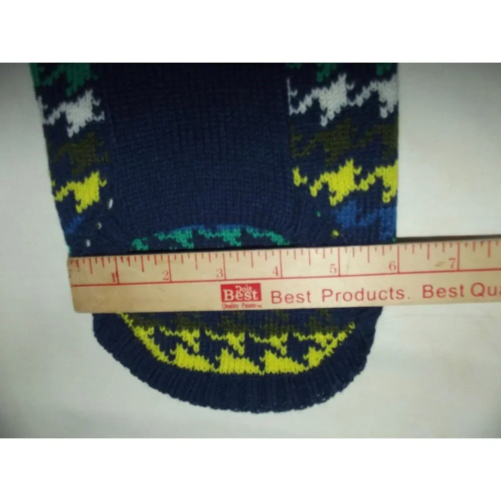 Top Paw Dog Sweater Size XS navy blue houndstooth print green yellow gray preppy